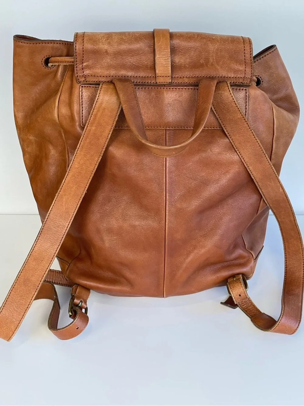 Madewell “ The Transport Rucksack”Cognac Leather Backpack with Front Pocket